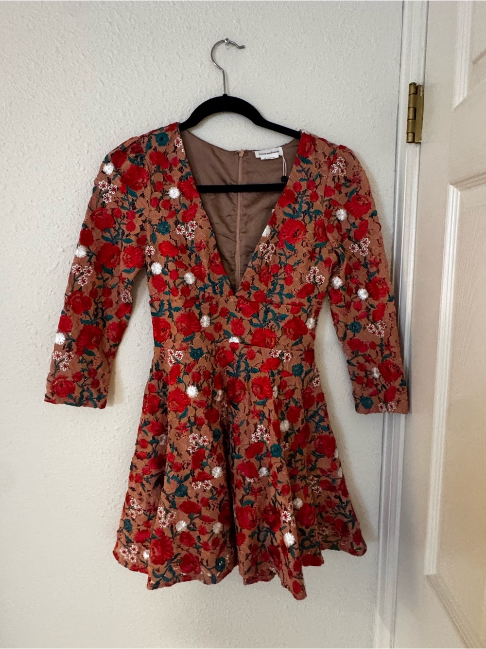 Lovers + Friends Coral Floral Deep-V Ruffle Mini Dress - Picture 5 of 6